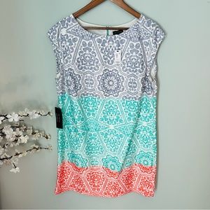 The Limited Cap Sleeve Geo Print Sheath Dress NWT Size XL